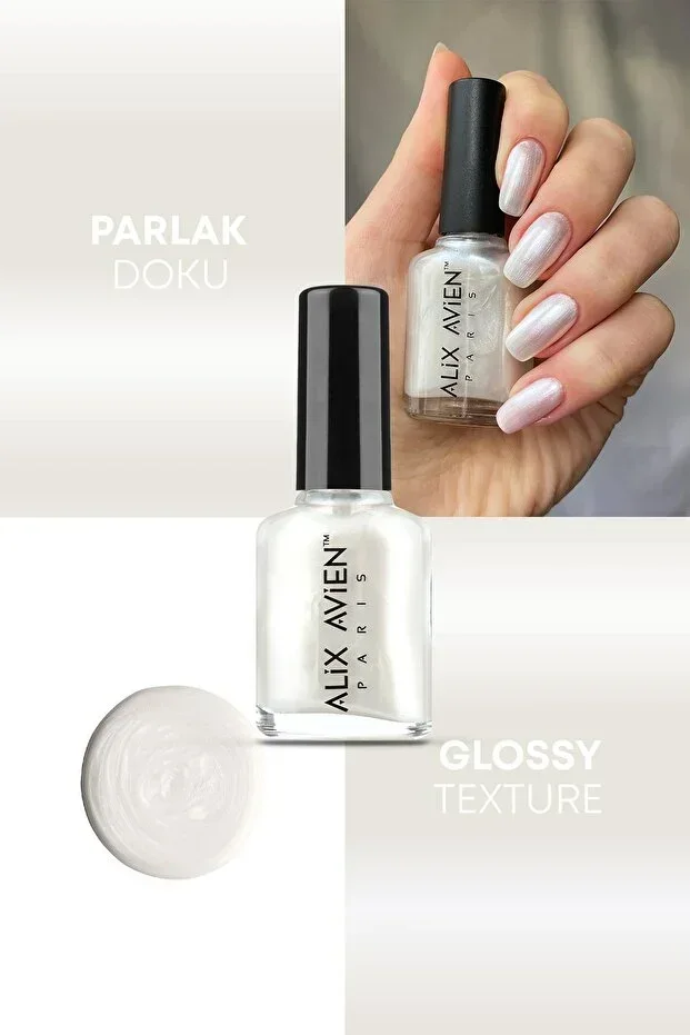 Alix Avien Pearly White Nail Polish 28 - High Pigment Long-Lasting Quick Dry - Nail Lacquer 28