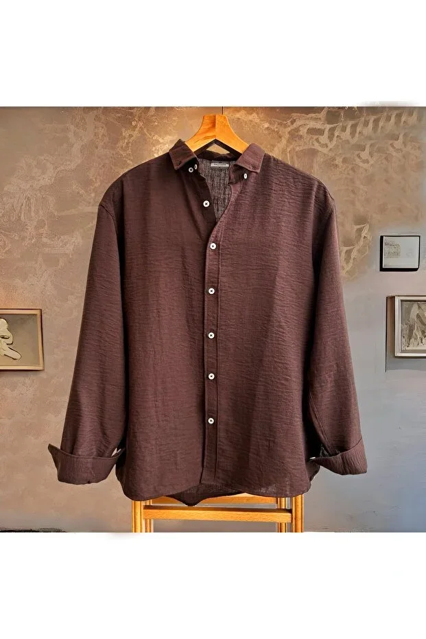 Men's Oversize Shirt Collar Long Sleeve Linen Summer Shirt