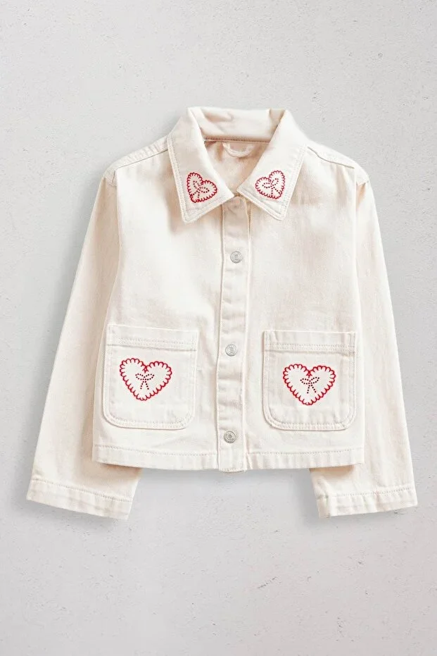 5-14 Years Love Story Girls Jacket-Latte