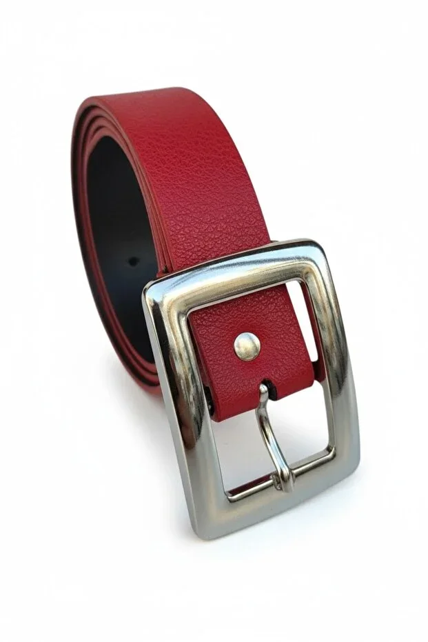 Women's Belt Red Chrome Buckle