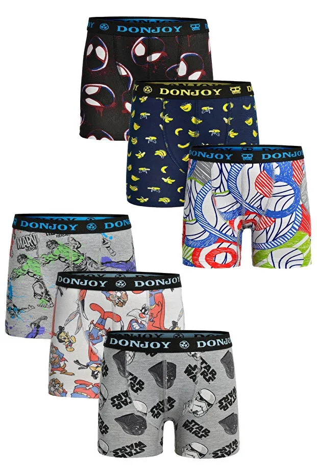Boys' 6-Pack Cotton Jersey Elastic Waistband Mixed Pattern Boxer