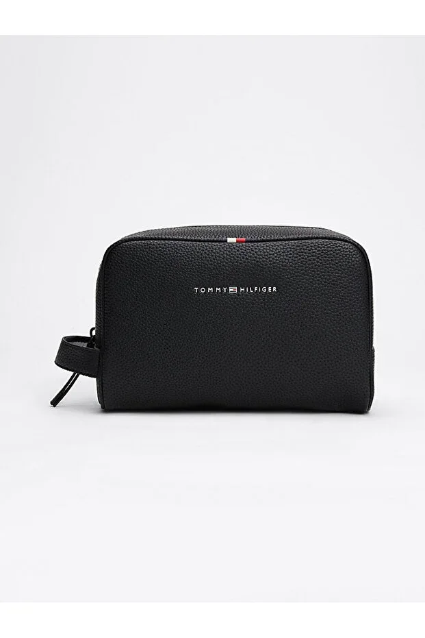 Men's Slip-in Zipper Closure Black Handbag