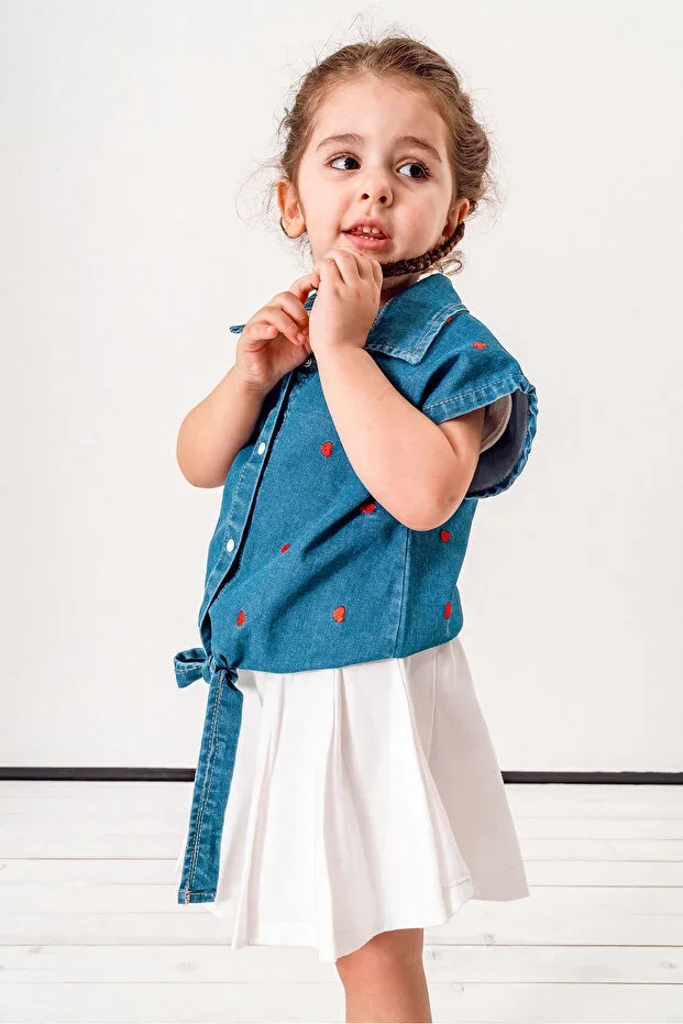 Denim vest, t-back, skirt summer 3-piece girl set