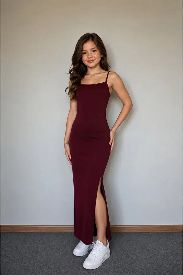 Girl's Strappy Slit Maxi Dress