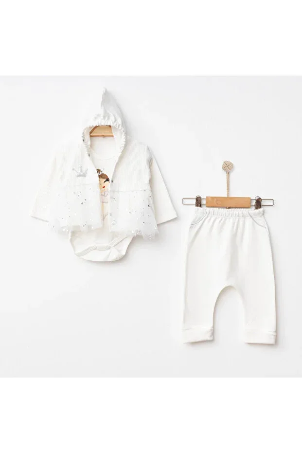 Nayinom Baby Girl Tulle Detailed White Set 100% Cotton