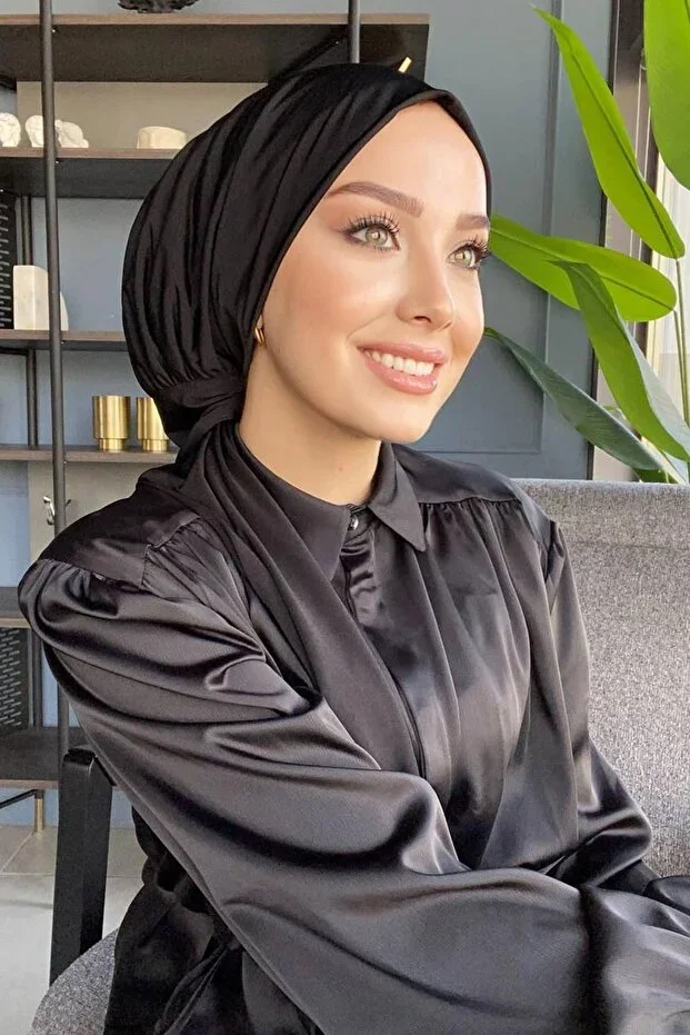 Shawl Black Imported Fabric Snap Fastener Shawl Syr002