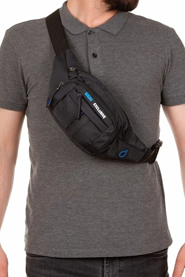 Men's Waist Bag Cross Waterproof Fabric Chest Cross Bag with Headphone Output