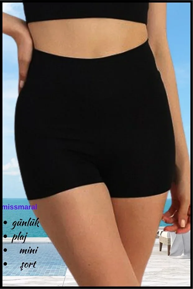 Women's Black High-Waist Tummy Control Boxer Shorts – For Beach, Pool & Daily Use