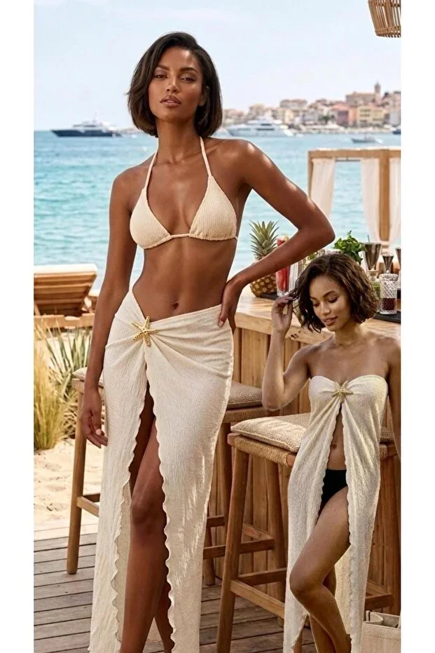 Multi-Purpose Beachwear Starfish Accessory Pareo & Strapless Dress