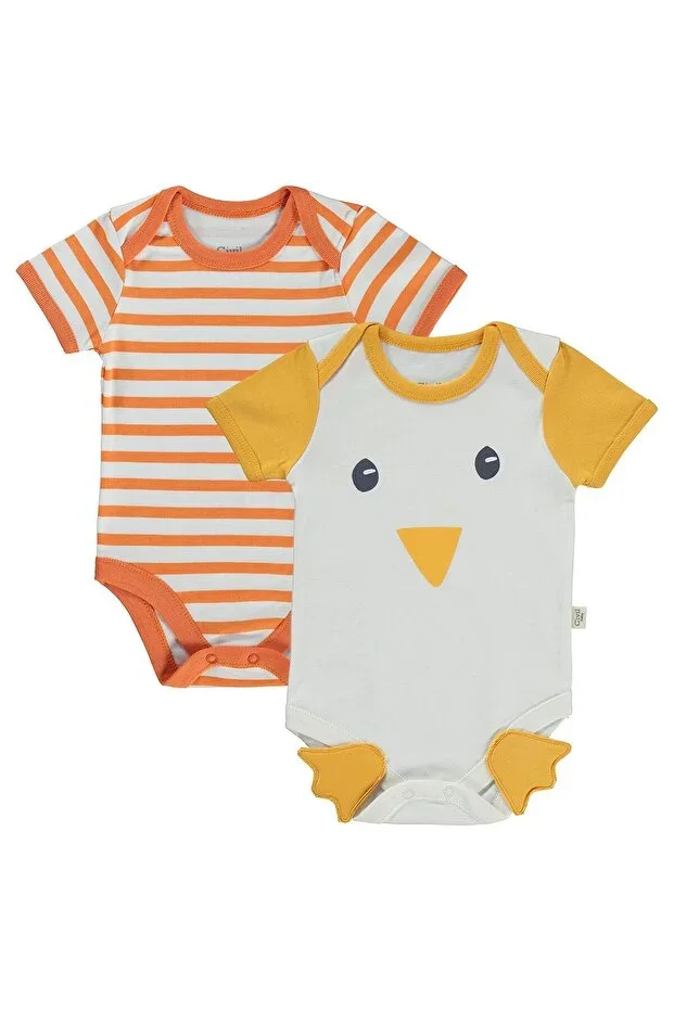 Duck Print 2-Piece Set 3-18 Months Snap Bodysuit - Orange