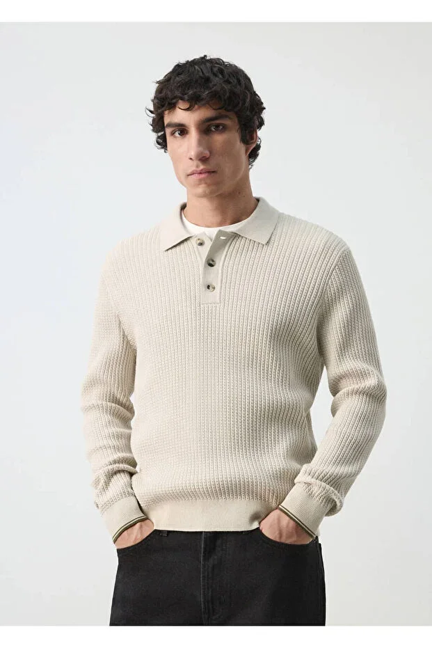 Cotton blend knit sweater