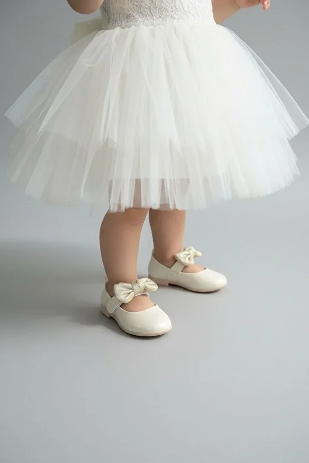 GIRLS' VELCRO BOW BALLERINAS