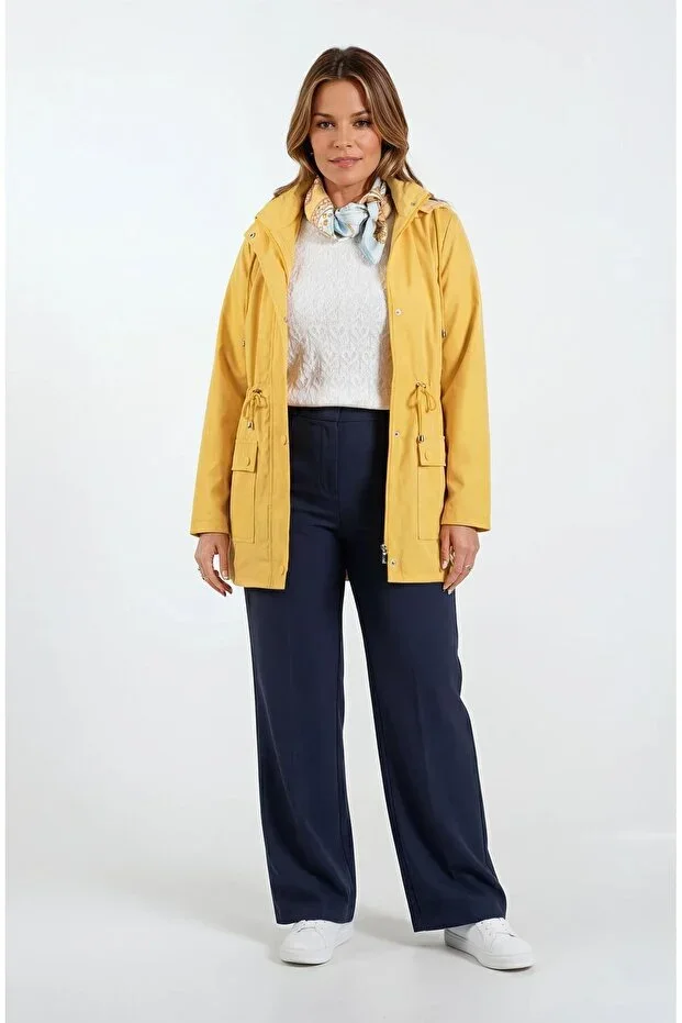Christensen Hooded Snap Button Folded Sleeve Safari Jacket YELLOW
