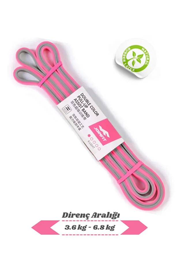 JOINFIT Resistance Band and Exercise Band Pink-Gray XX-Light- 100% Natural Rubber