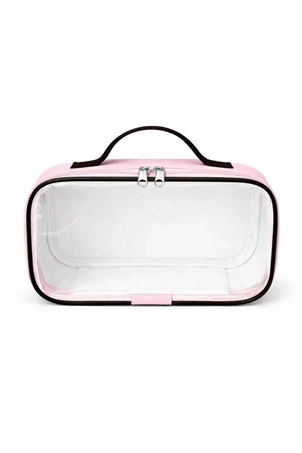 MAİKİS Transparent Makeup Bag With Carrying Handle, Large Capacity Cosmetic Bag 24x17x7 cm