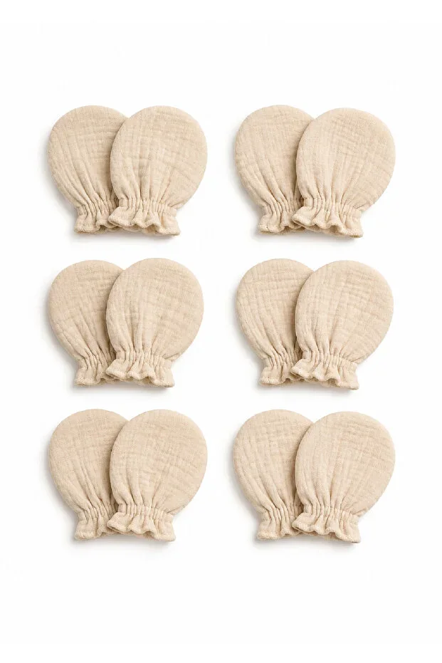 Newborn 6-piece Baby Mittens – 100% Cotton, Non-Sweating, Nail Scratch Preventer, Girl & Boy Baby Set