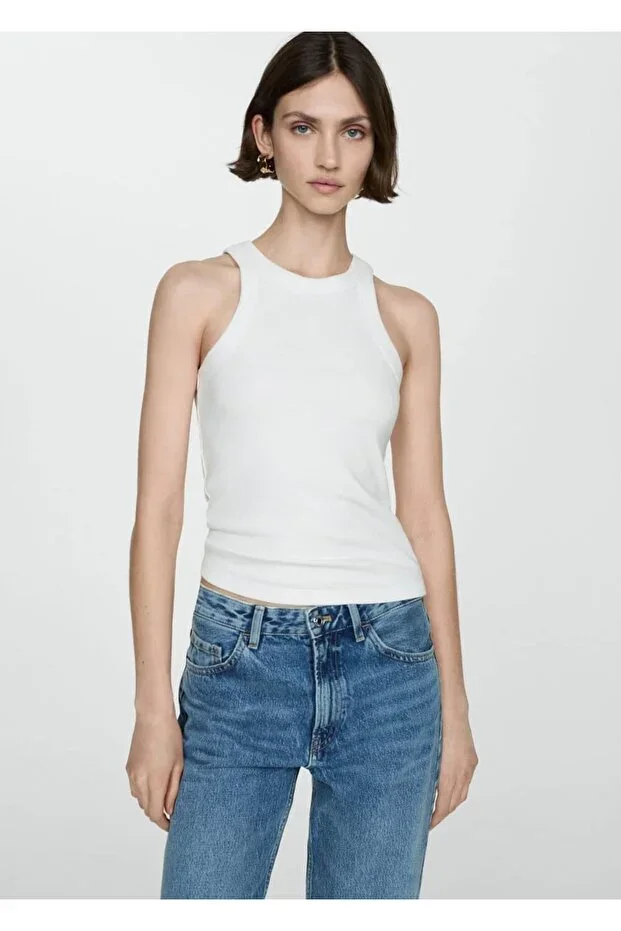 MANGO Elastic knit cotton blouse