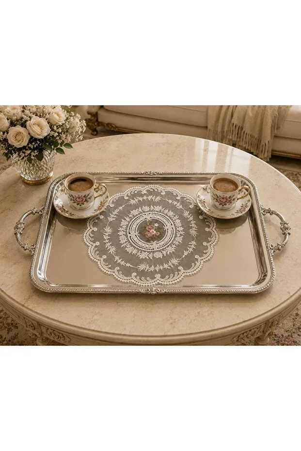 32 Cm Round Lace Doily | Serving Tray, Coffee Serving Mat, Coffee Table and Decorative Tablecloth