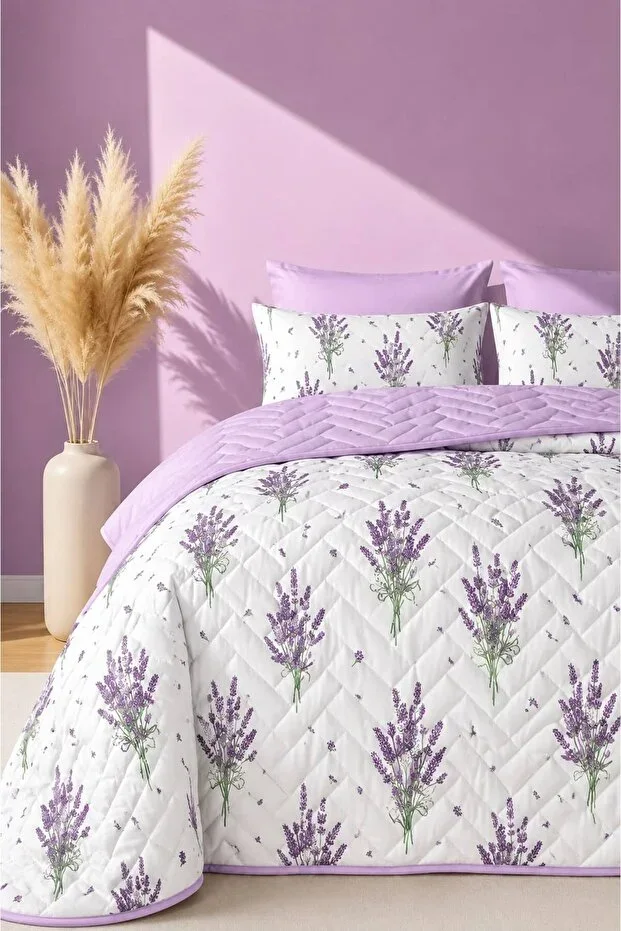 Pike Double Bed Quilted Patterned Pike - Bedspread Set - 200X230cm - With 2 Pillowcases