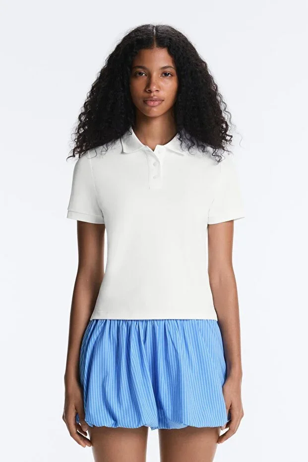 Oysho Textured fabric short-sleeved polo