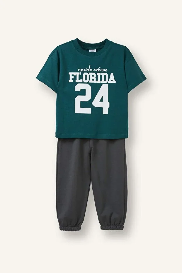 Printed T-shirt Regular Fit Sweatpants 2-Piece Set Boys H5612A526AU