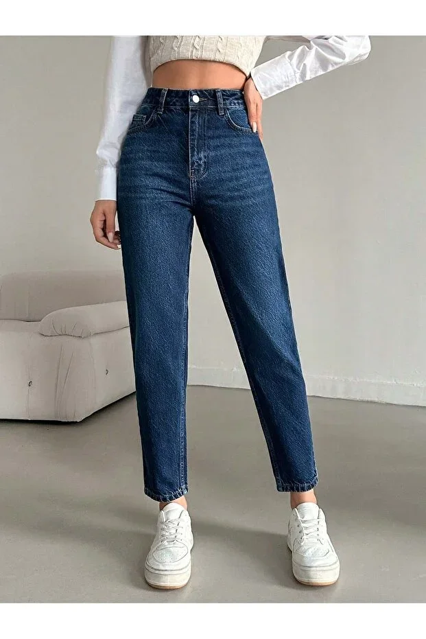HerTon Women's High Waist Mom Jean Pants 100% Cotton No Stretch