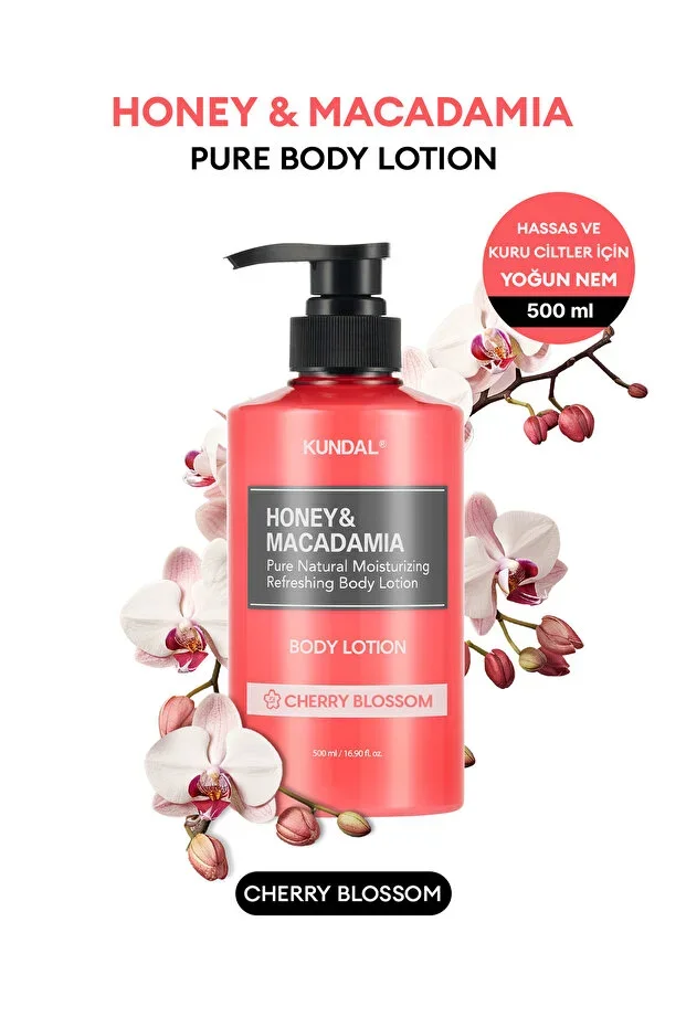Moisturizing and Nourishing Body Lotion KUNDAL Honey & Macadamia Pure Body Lotion (Cherry Blossom)