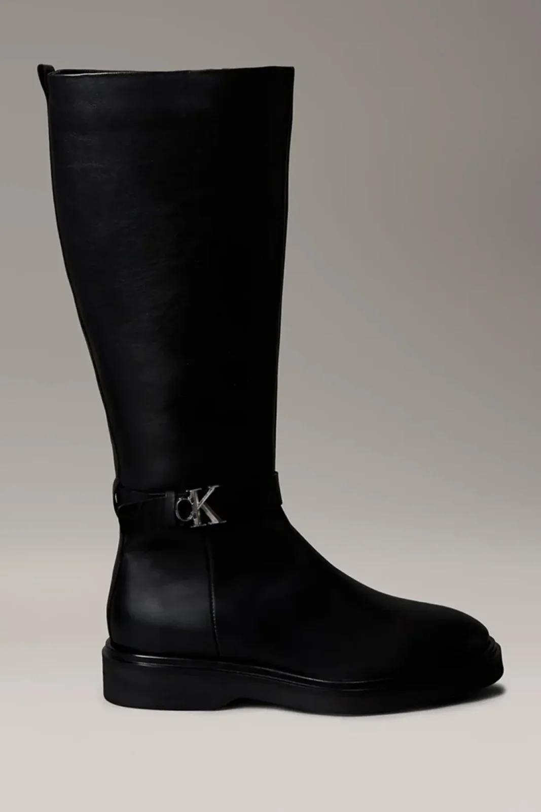 Metal Logo Mid-Calf Women's Black Boots HW0HW02665-BEH