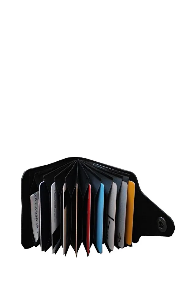 Unisex 10 Compartment New Small Fit Accordion Design Leather Credit Card Holder Wallet