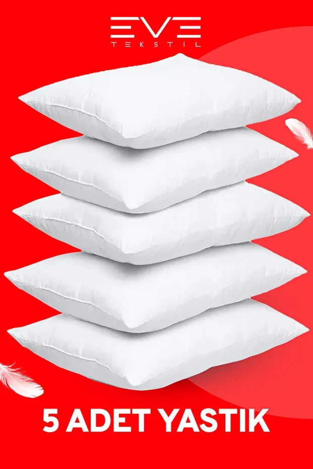 5 Pieces Micro Silicone Fiber Nonwoven Washable Anti-allergic Home & Hotel Pillow 50x70cm 700 gr