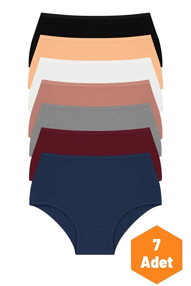 7-Piece Women's High Waist Panty Cotton Lycra Stretchy Soft Fabric Hipster Panty