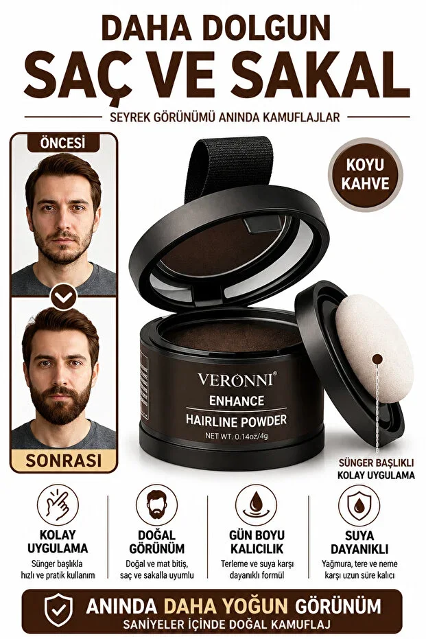 BİOREAL Hair Thickening Dark Brown Powder | Hair Fiber for Thinning Beards and Hair | Waterproof Dye