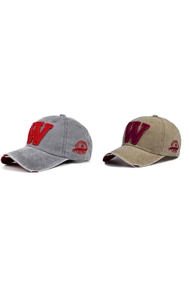 W Printed Vintage 2-Piece Hat, Unisex Hat, W Hat, Set of Two