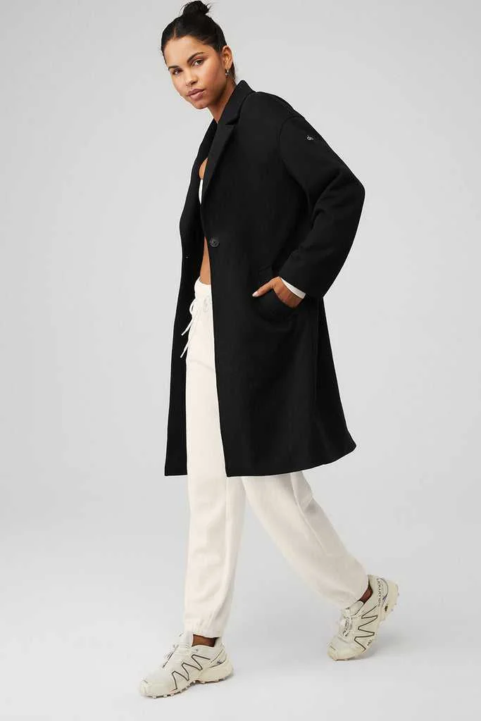 Alo Yoga VIP Blazer Trench Повседневное пальто Черный | JSTAK-8457