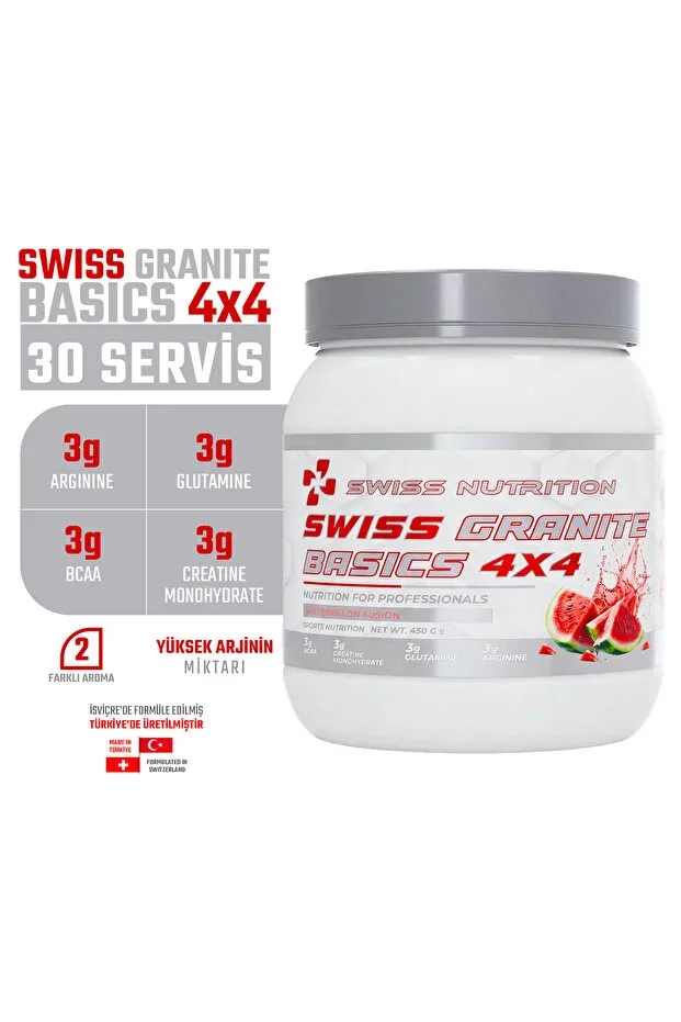 Swiss Granite Basics 4x4 Creatine - Bcaa - Glutamine - Arginine Watermelon Mix Amino Acid