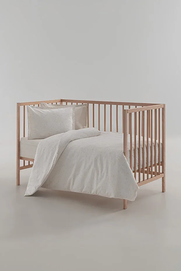 Piris Printed 100% Cotton Baby Duvet Cover Set - Beige