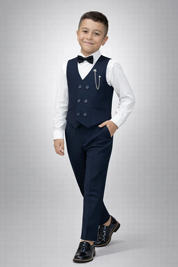 Vest Set with Shirt 0-1 years - 14 years Navy Blue