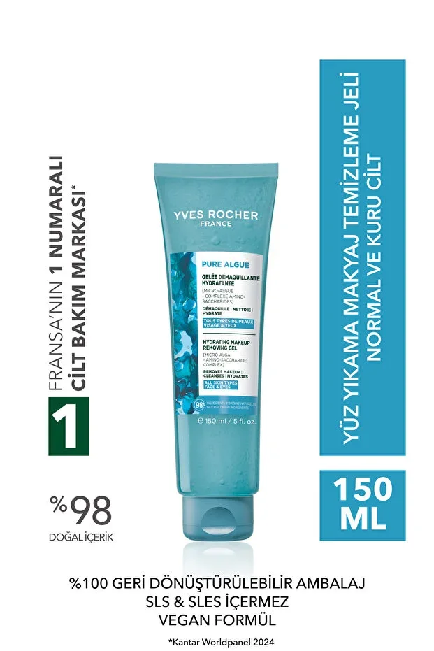 Face Wash/Make-up Remover Gel - Normal and Dry Skin - Pure Algue Moisturizing Botanical Complex 150ml
