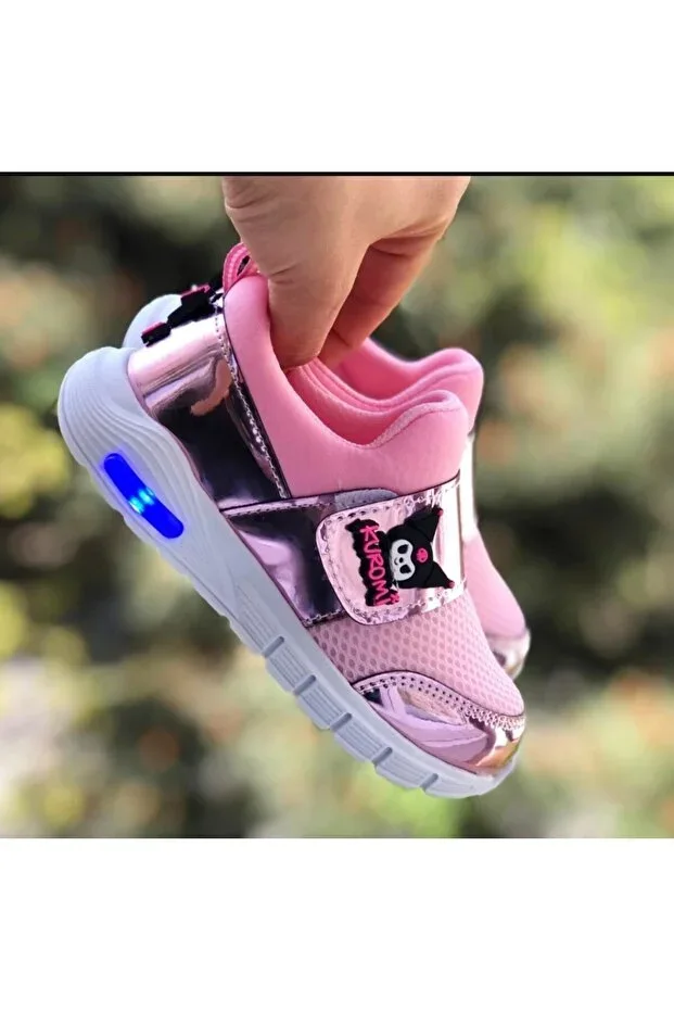 Girls' Light-Up Sneakers with Velcro - Lightweight, Flexible, Non-Slip Sole, Casual Sneaker