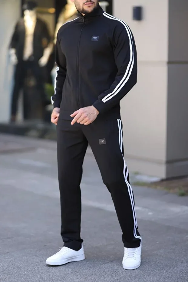 New Season Men's Relaxed Fit Tracksuit Set, Black