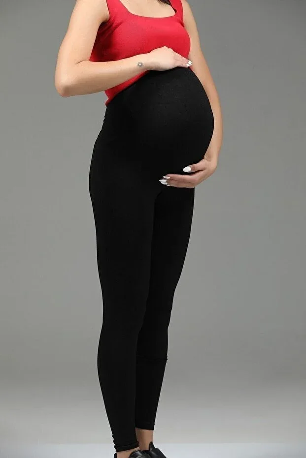 Black Adjustable Waist Maternity Tights