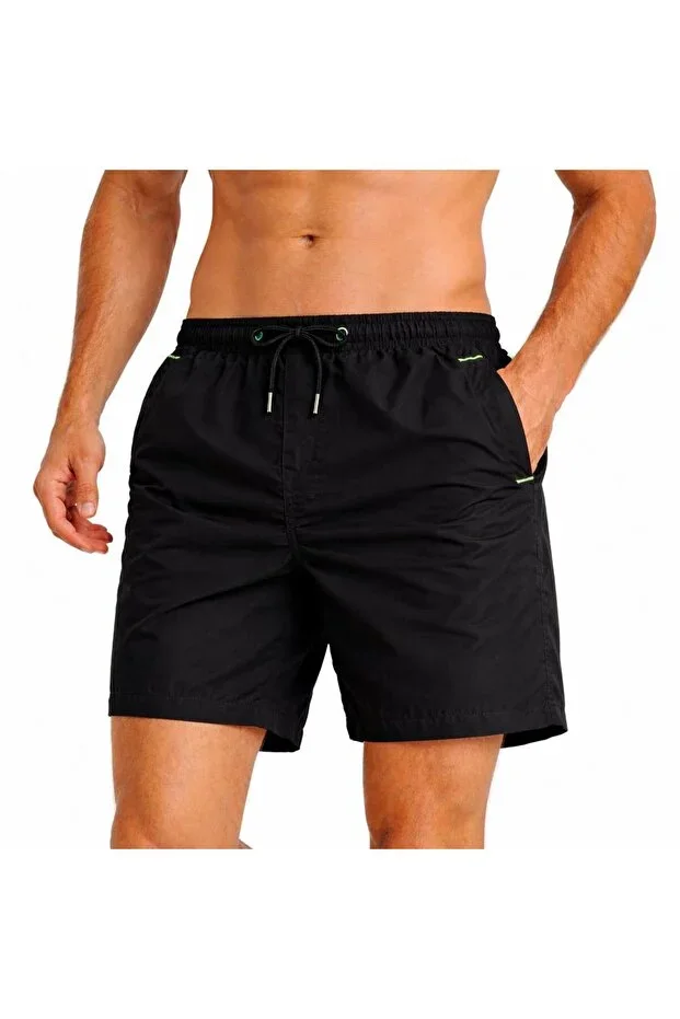 Colorful Pocket Zippered Lined Swim Shorts