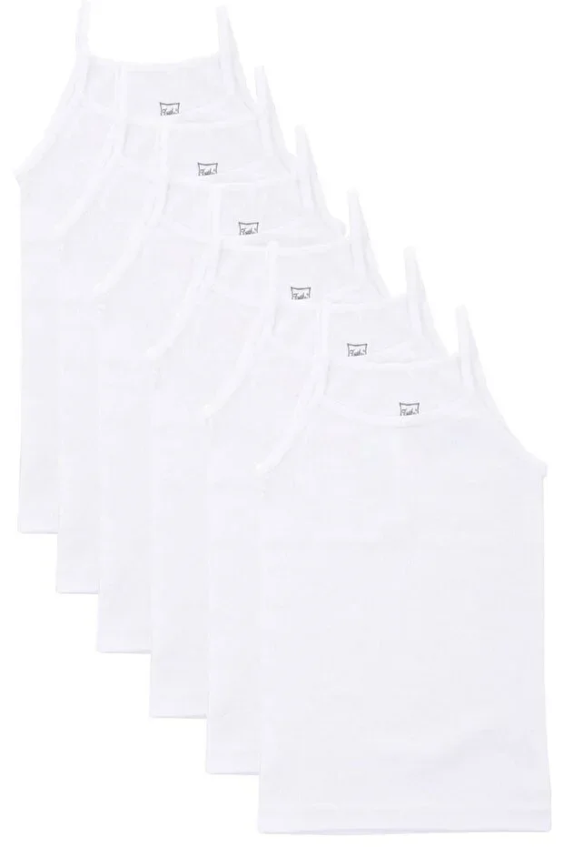 Girls' Spaghetti Strap Plain Undershirt 6-Pack Cotton