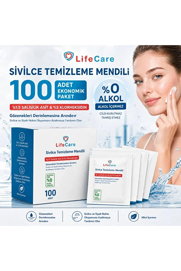 Pimple and Acne Clearing Wipes 100 pcs alcohol-free formula