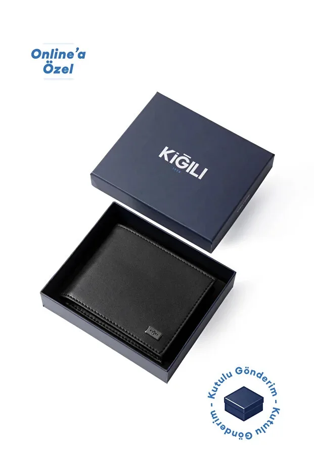 Flat Card Holder Wallet with Money Compartment and Gift Box