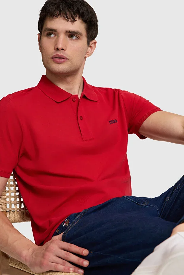 Men's Red Regular Fit Polo Neck Basic T-shirt 50326963-VR171
