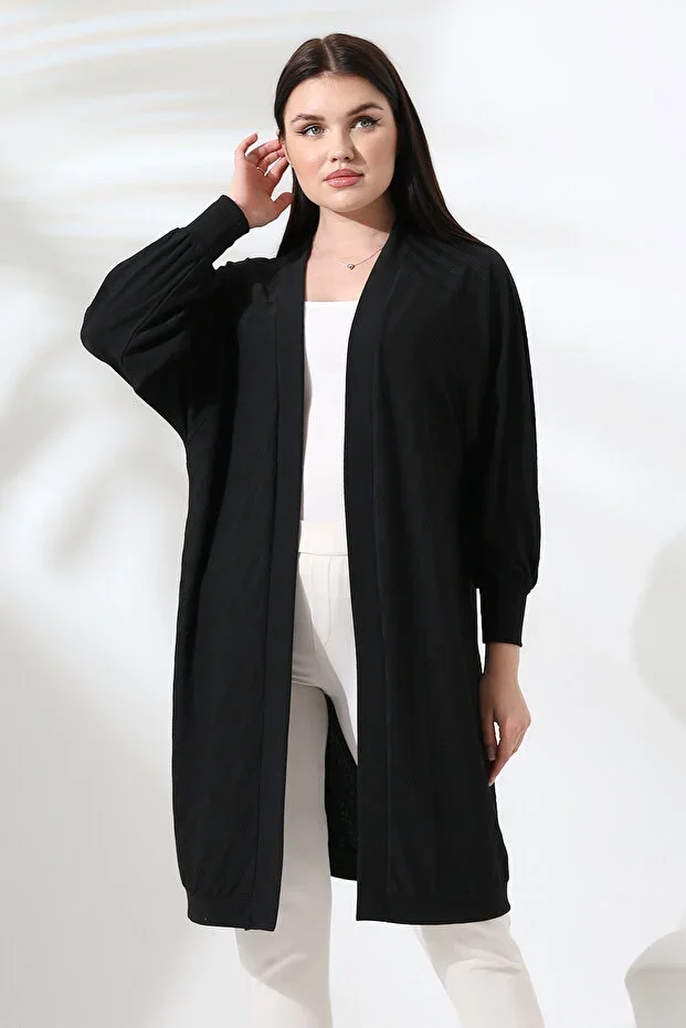 Lapaz Women's Soft Flexible Combed Batwing Sleeve Relaxed Fit Cardigan & Modest Cardigan - Black