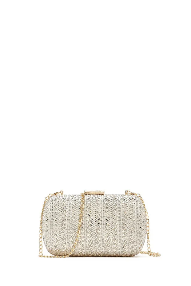 Women's Gold Chain Strap Beaded Mini Box Evening Bag 26SBD2953TS