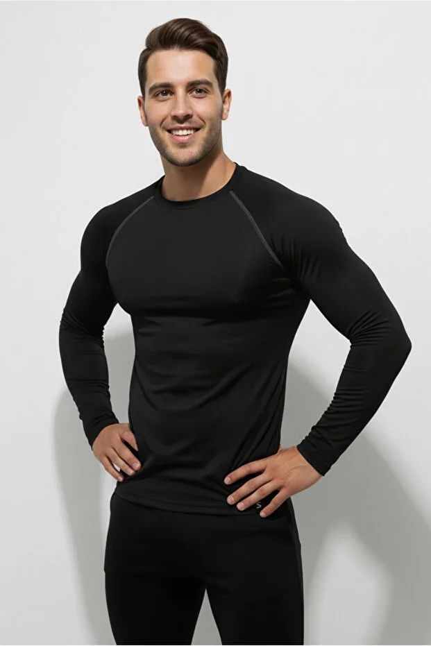 Scorp Thermo-Fit Men's Top Thermal Underwear Crew Neck Black