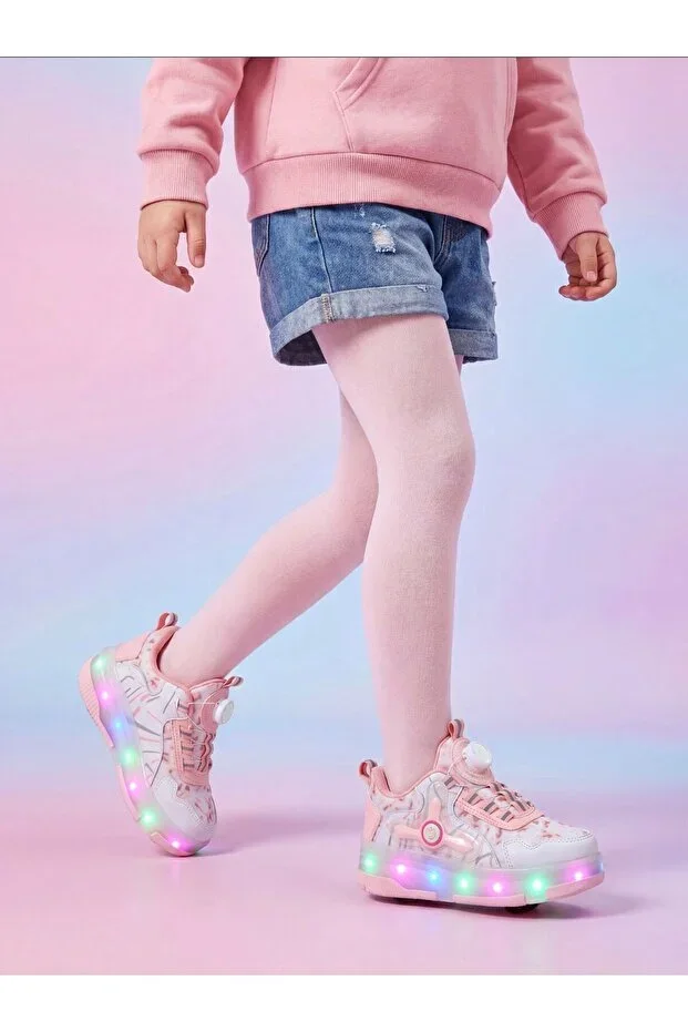 Girls' Roller Skate Shoes, Light-Up Comfortable Sports Shoes Sneakers | 4 Wheel Skateboard Shoes